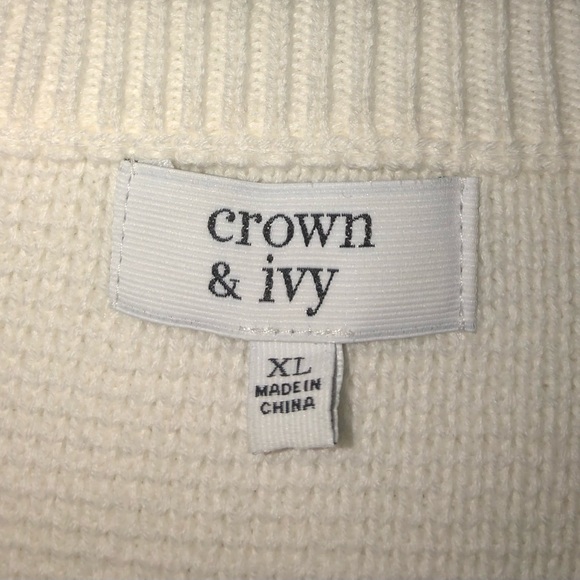 Crown & Ivy Sweater X-Large Cream 24” long 23” chest. New but No tags. - Picture 2 of 6